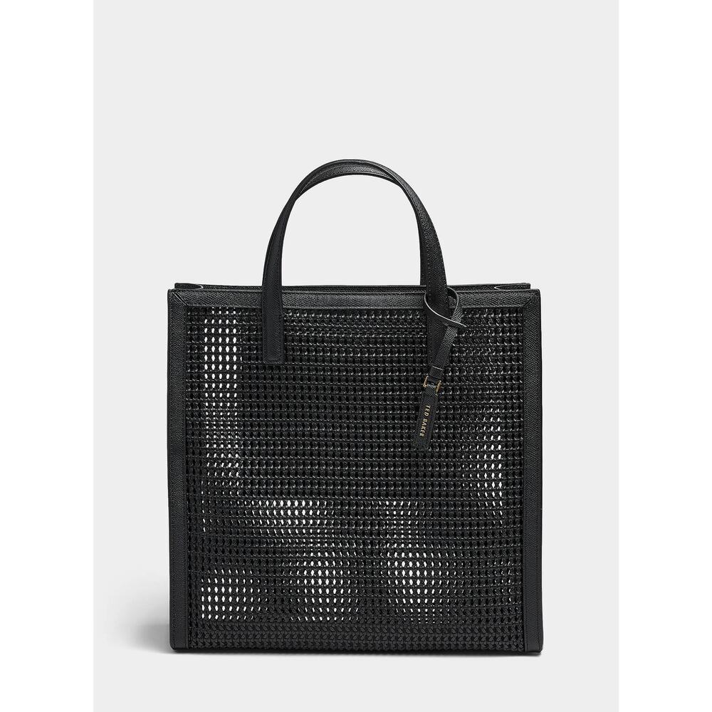 TED BAKER Flo June Openwork Braided Tote Bag In Black